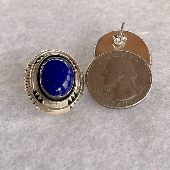 Lapis & Sterling Earrings - Picture 2 of 4